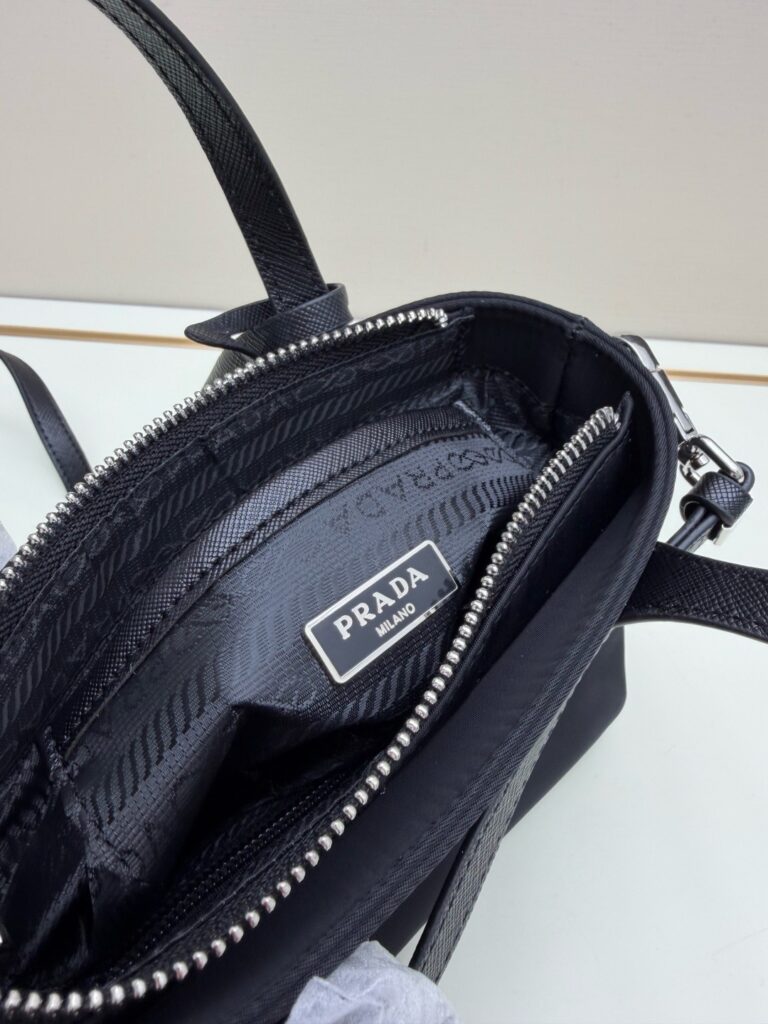 Nylon Top Handle Bag – Black, Large Size 12=== (1)